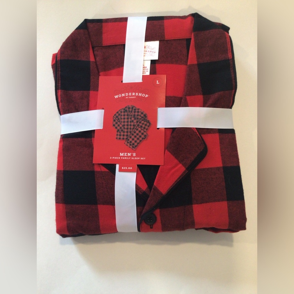 Wondershop Mens Flannel Pajamas Large Red Plaid Matching Family Pajama Set NWT